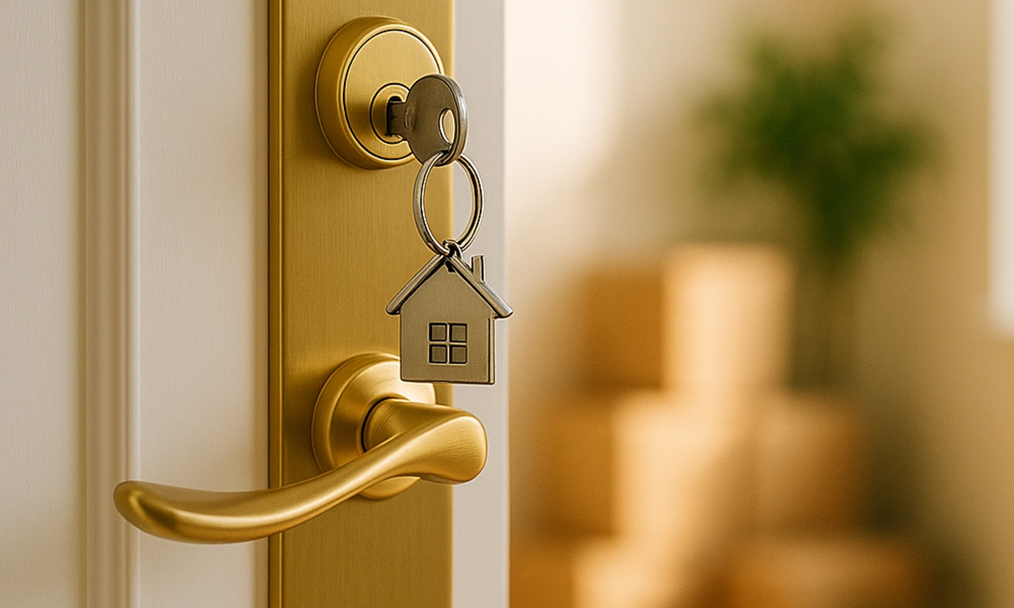 bild på en dörr som står på glänt. i nyckelhålet sitter en nyckel